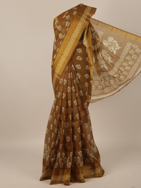 

Pothys Brown & Beige Floral Saree
