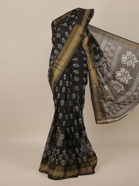 

Pothys Black & White Floral Printed Saree