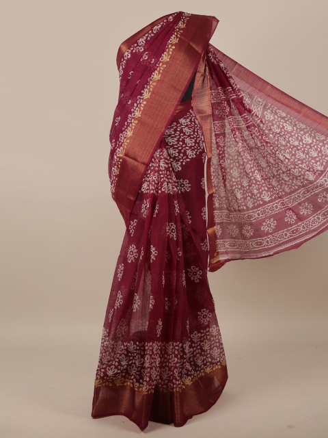 

Pothys Purple & White Ethnic Motifs Printed Saree