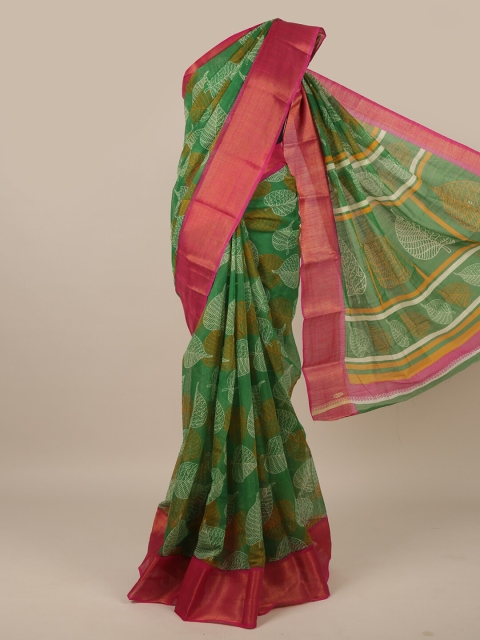 

Pothys Green & Pink Printed Zari Saree