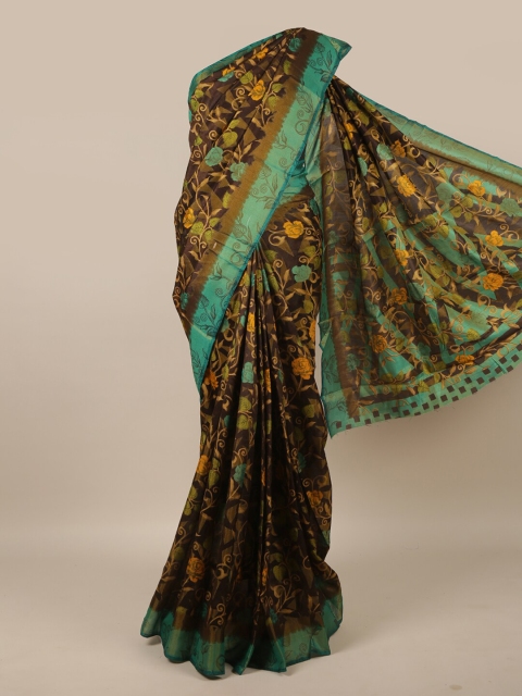 

Pothys Brown & Blue Floral Saree