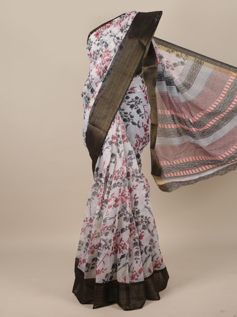 

Pothys White & Pink Floral Saree