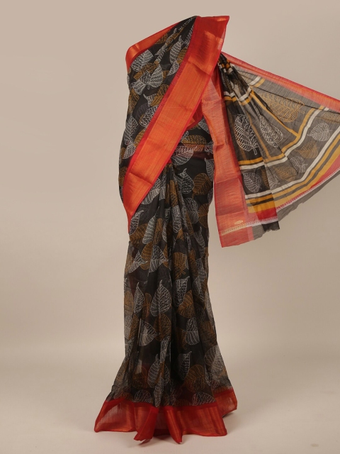 

Pothys Black & Red Floral Saree