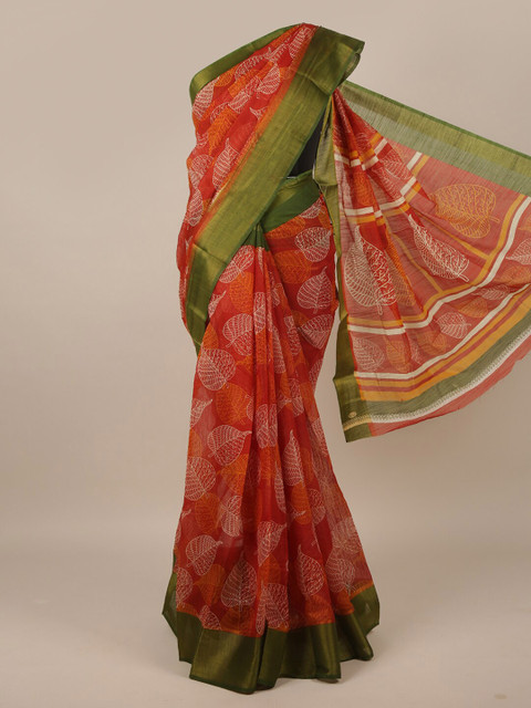 

Pothys Rust & White Floral Printed Zari Saree