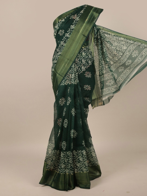 

Pothys Green & White Ethnic Motifs Printed Saree