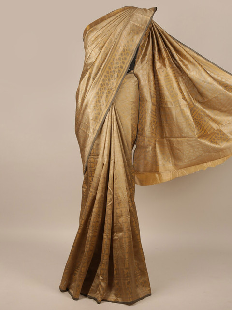 

Pothys Tan Jute Silk Abstract Printed Saree