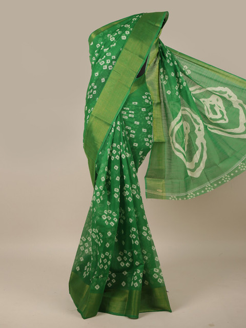

Pothys Women Green Printed Cotton Blend Saree