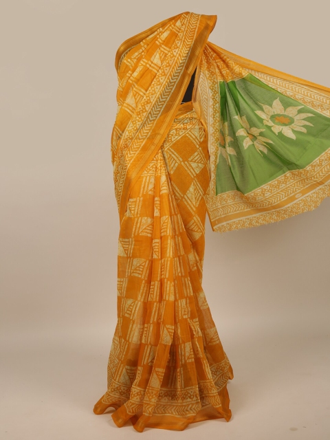 

Pothys Mustard & White Printed Saree