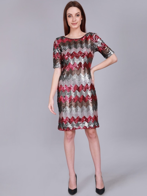 

Madame Woman Beige Embellished Sheath Dress