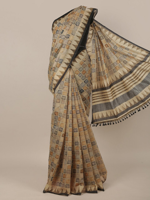 

Pothys Beige & Grey Jute Silk Saree