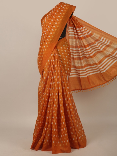 

Pothys Mustard & Off White Jute Silk Saree