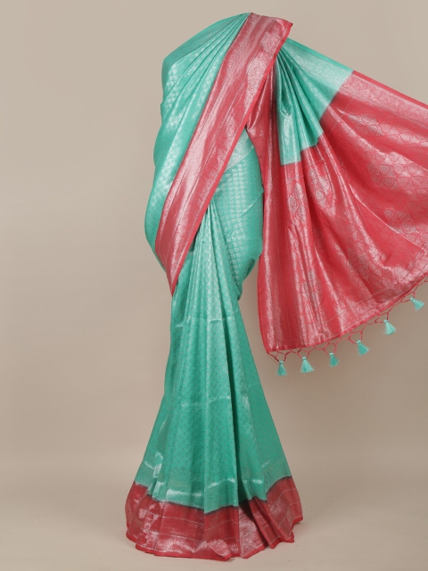 

Pothys Green & Pink Woven Design Jute Silk Saree