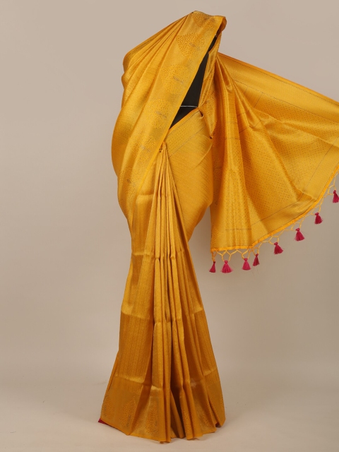 

Pothys Yellow Jute Silk Ethnic Motifs Woven Designed & Embellished Saree
