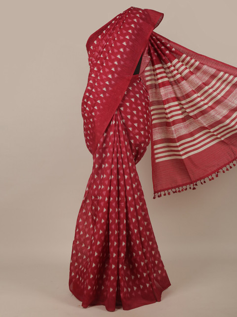 

Pothys Pink & Grey Jute Silk Saree
