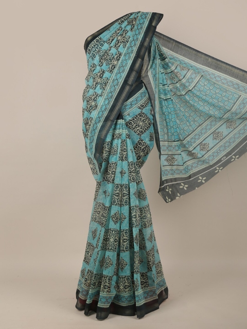 

Pothys Blue & Black Ethnic Motifs Printed Saree