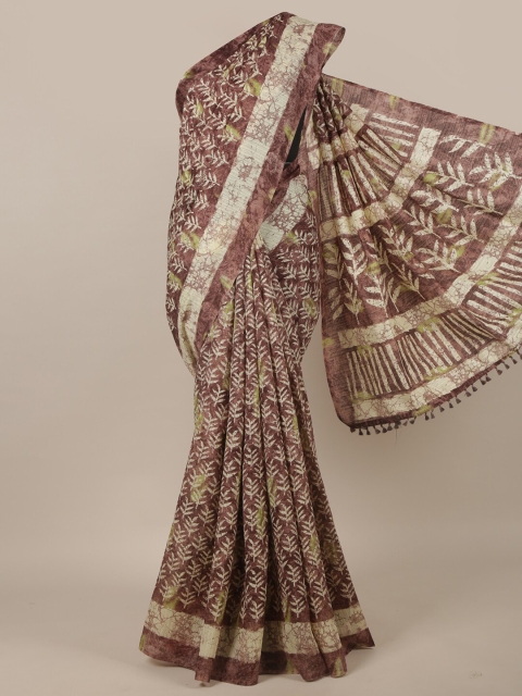 

Pothys Brown & Beige Ethnic Motifs Printed Jute Silk Saree