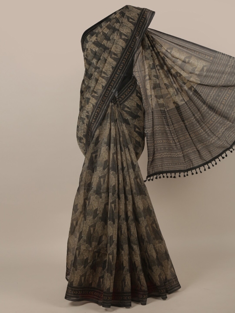 

Pothys Grey & Black Abstract Printed Saree