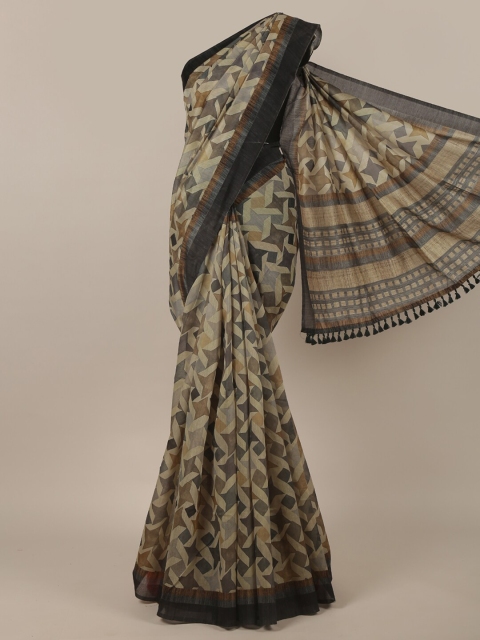 

Pothys Grey & Black Printed Jute Silk Saree