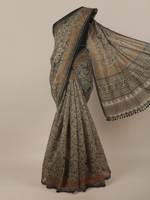 

Pothys Grey & Brown Jute Silk Saree