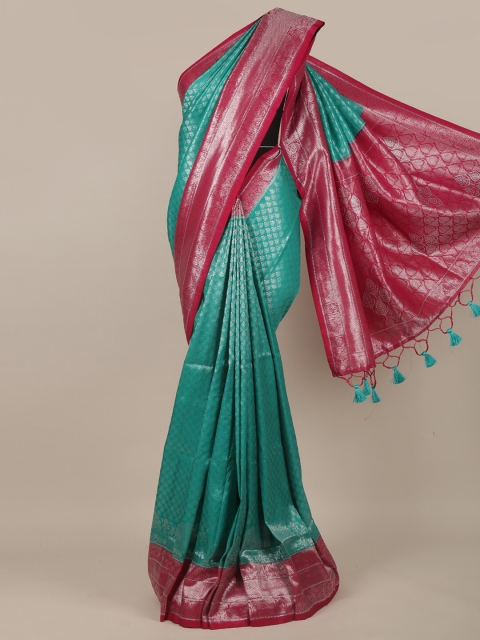 

Pothys Green & Red Woven Design Zari Jute Silk Saree
