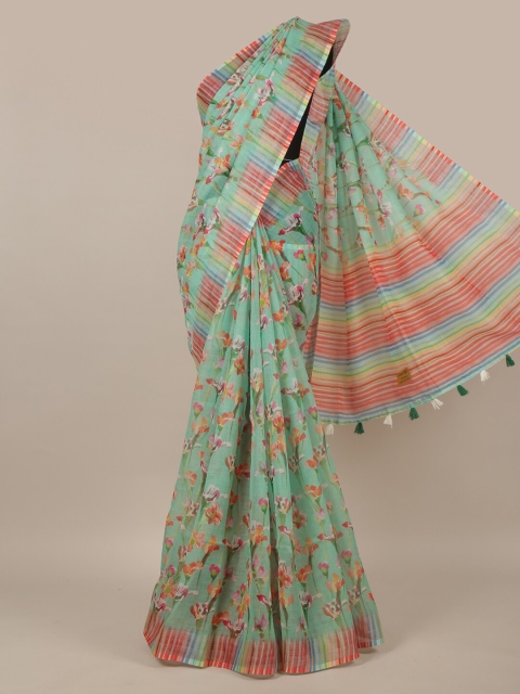 

Pothys Green & Pink Floral Printed Saree