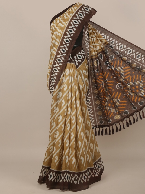 

Pothys Tan & White Jute Silk Saree