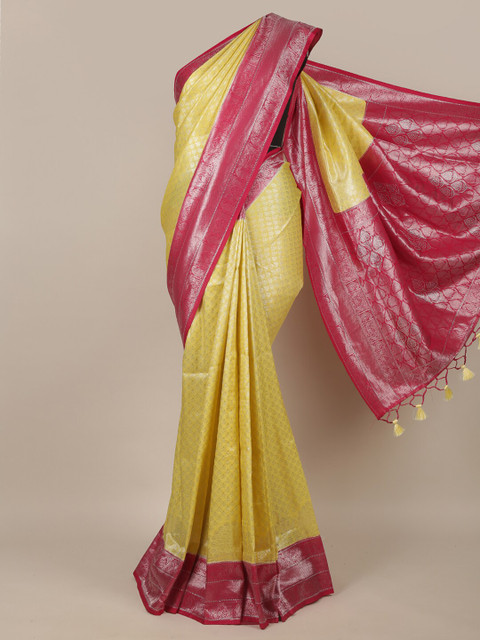 

Pothys Women Yellow Printed Jute Silk Saree
