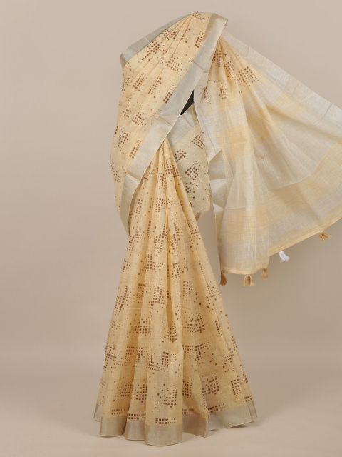 

Pothys Beige Linen Blend Saree