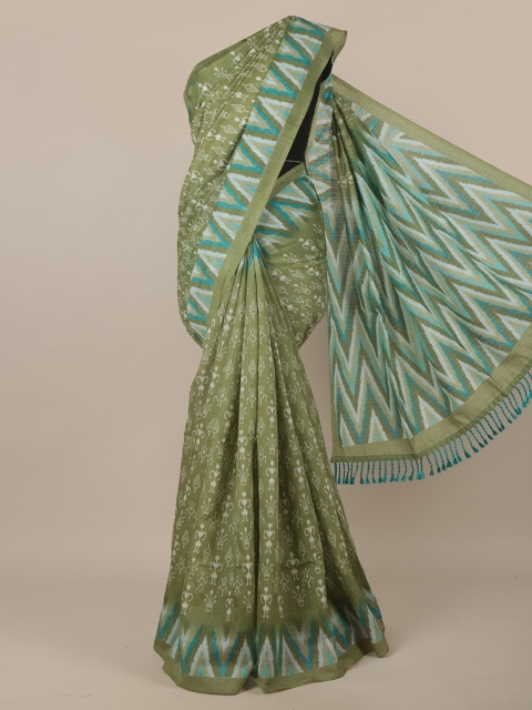 

Pothys Green & White Warli Jute Silk Saree