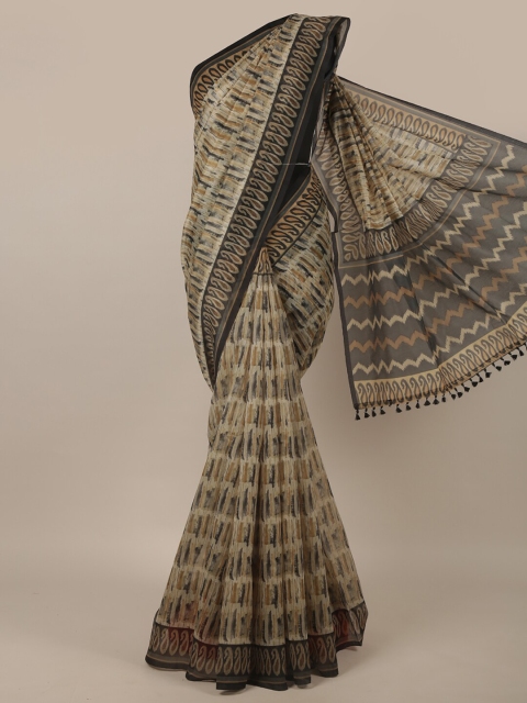

Pothys Grey & Black Geometric Printed Saree