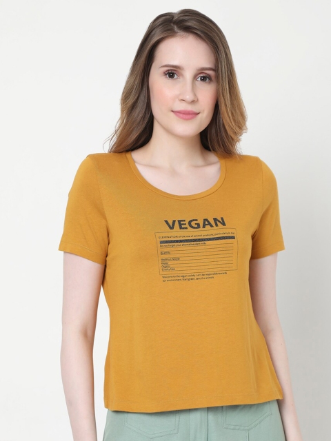 

Vero Moda Women Brown Printed Cotton T-shirt