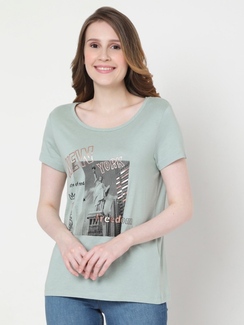 

Vero Moda Women Green Printed T-shirt