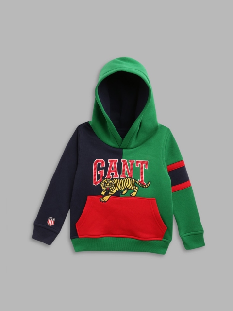 

GANT Boys Navy Blue Colourblocked Hooded Sweatshirt