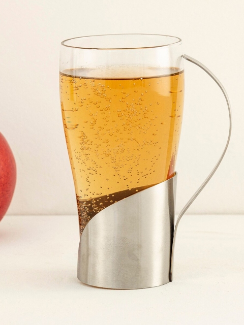 

Home Centre Silver-Toned & Transparent Solid Glass Glossy Corsica Beer Mug 250 ml