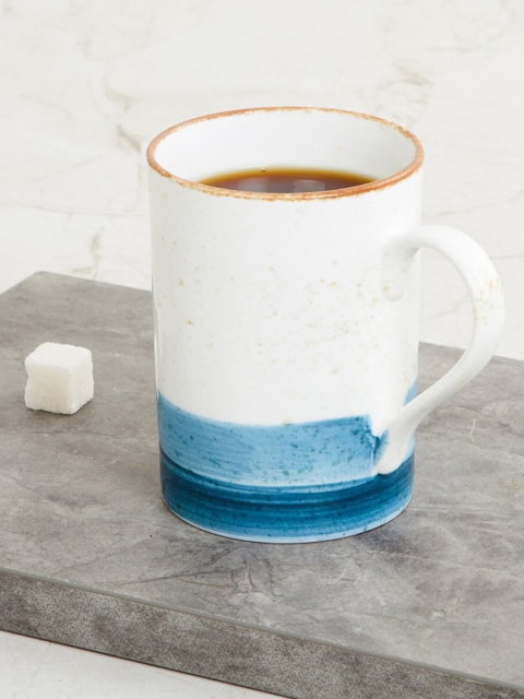 

Home Centre Blue & White Textured Bone China Glossy Mug
