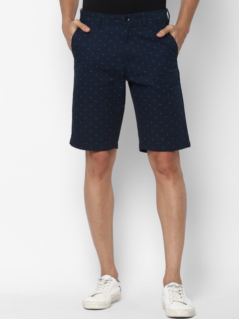 

Allen Solly Men Navy Blue Printed Slim Fit Regular Shorts