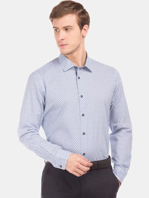

AD By Arvind Men Blue Slim Fit Opaque Printed Casual Shirt