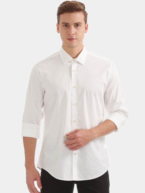 

AD By Arvind Men White Slim Fit Opaque Printed Casual Shirt