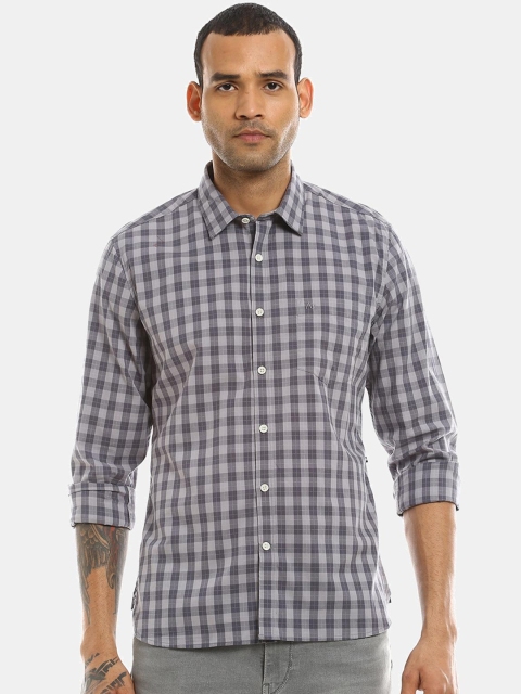 

AD By Arvind Men Grey Opaque Checked Pure Cotton Casual Shirt