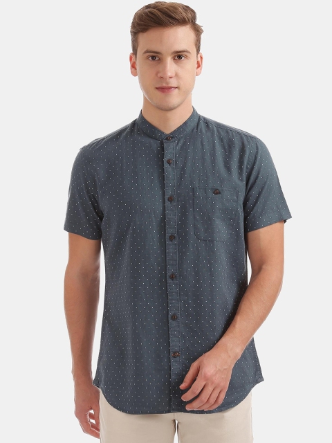 

AD By Arvind Men Navy Blue Slim Fit Printed Casual Shirt