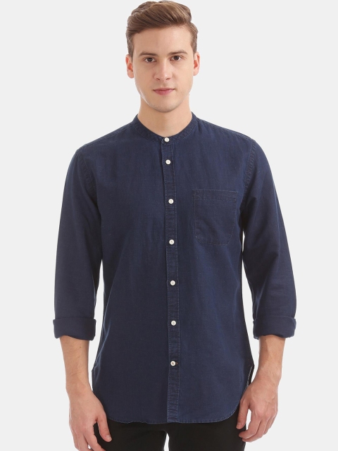 

AD By Arvind Men Navy Blue Slim Fit Opaque Casual Shirt
