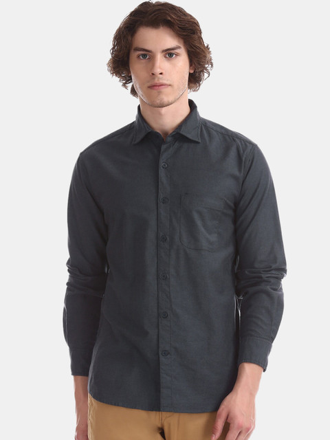 

AD By Arvind Men Charcoal Slim Fit Opaque Casual Shirt