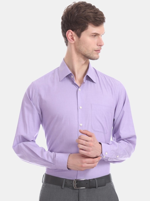 

AD By Arvind Men Lavender Opaque Cotton Formal Shirt