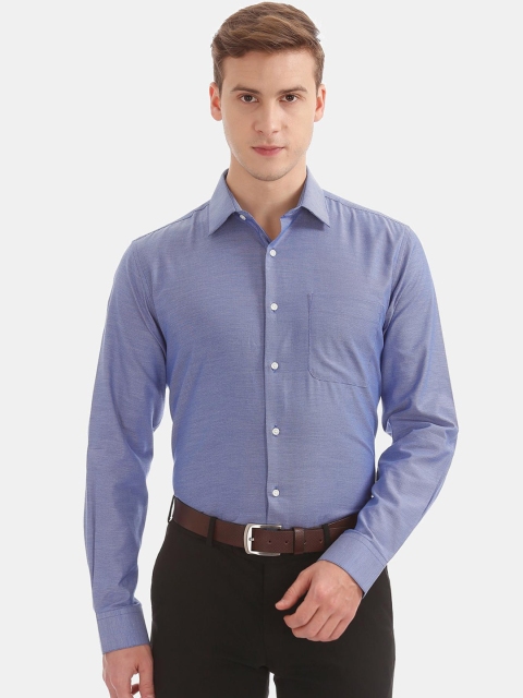 

AD By Arvind Men Blue Self Design Regular Fit Formal Shirt