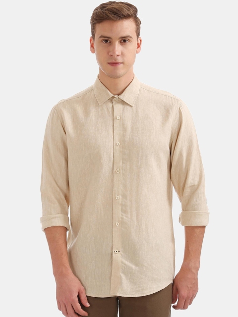 

AD By Arvind Men Beige Slim Fit Opaque Casual Shirt