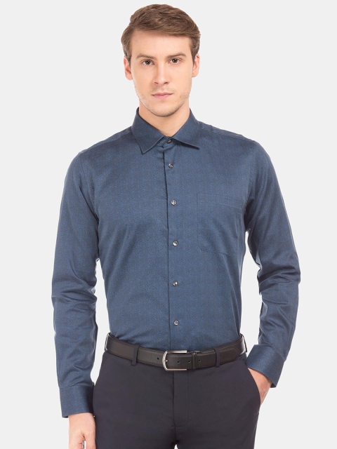 

AD By Arvind Men Navy Blue Slim Fit Opaque Printed Party Shirt