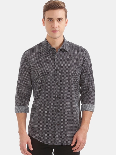 

AD By Arvind Men Black Slim Fit Opaque Printed Casual Shirt