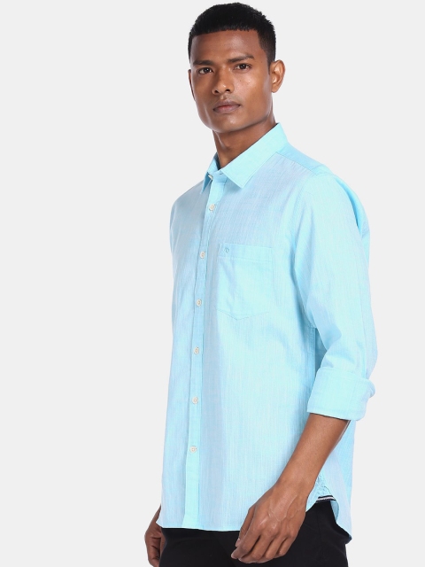 

AD By Arvind Men Blue Opaque Casual Shirt