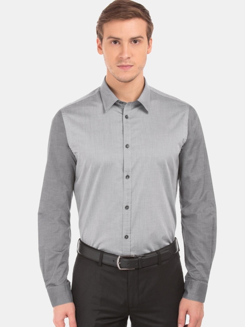 

AD By Arvind Men Grey Slim Fit Opaque Cotton Casual Shirt
