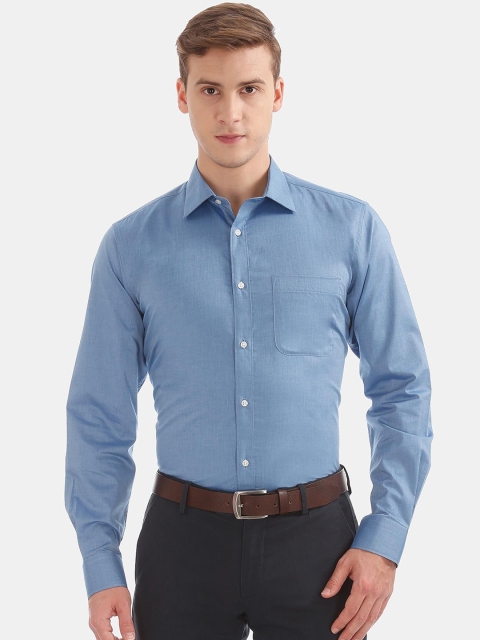

AD By Arvind Men Blue Opaque Formal Shirt